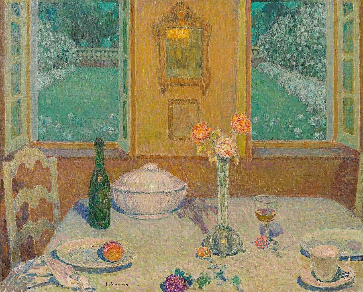 Henri Le Sidaner - 120, Il tavolo sul giardino fiorito al tramonto, Gerberoy, Richard Green Fine Paintings, Londra